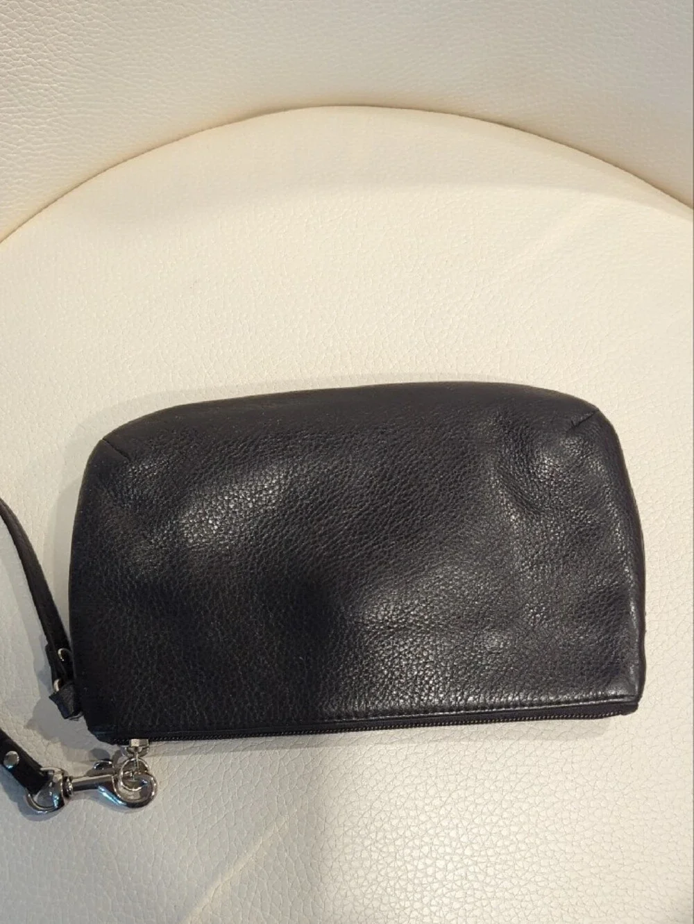 Black Leather Wristlet Clutch - Sleek Everyday Bag